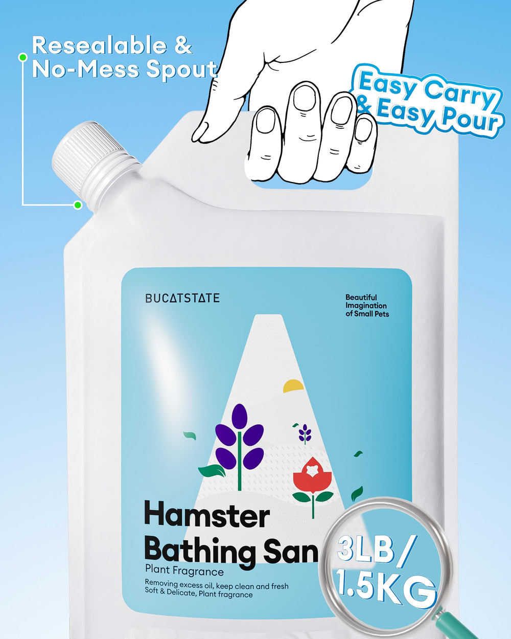 BUCATSTATE arena de baño con pétalos de plantas para hámster, aroma agradable.