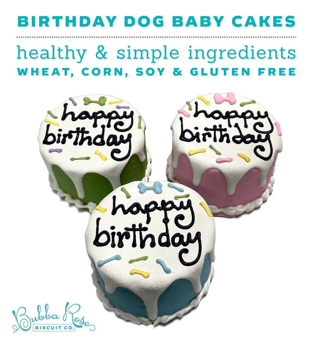 Bubba Rose Blue Dog Birthday Cake ingredients close-up highlights natural baking.