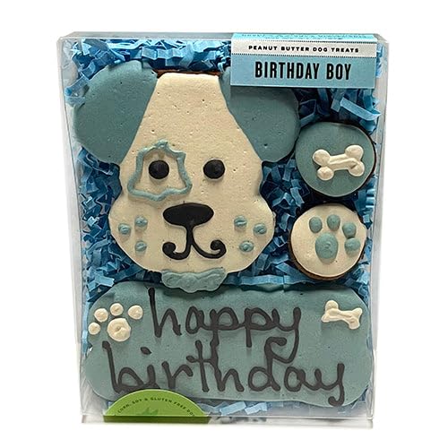 Galletas Bubba Rose en azul niño para cumpleaños canino, textura crujiente y natural