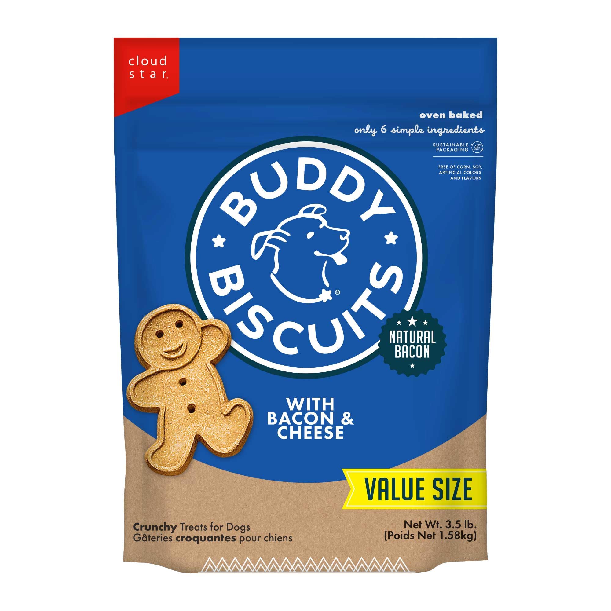 Buddy Biscuits bolsa-3-5-libras, galletas crujientes para perros como premio diario.