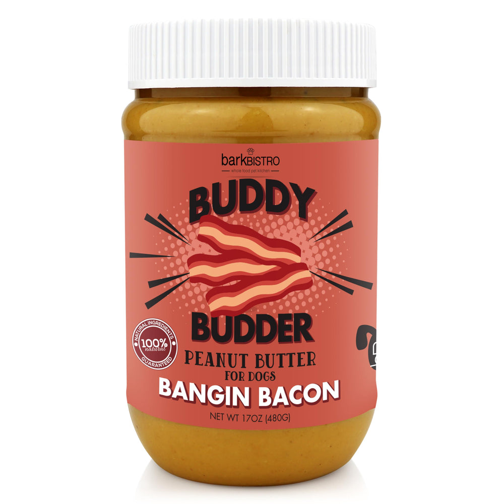 BUDDY BUDDER Beurre d'arachide au bacon, emballage prêt à l'emploi.