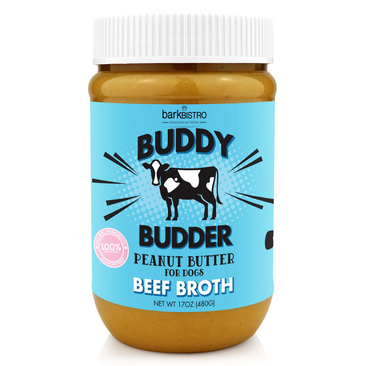  Buddy Budder mantequilla de maní para perros en frasco, premio natural.