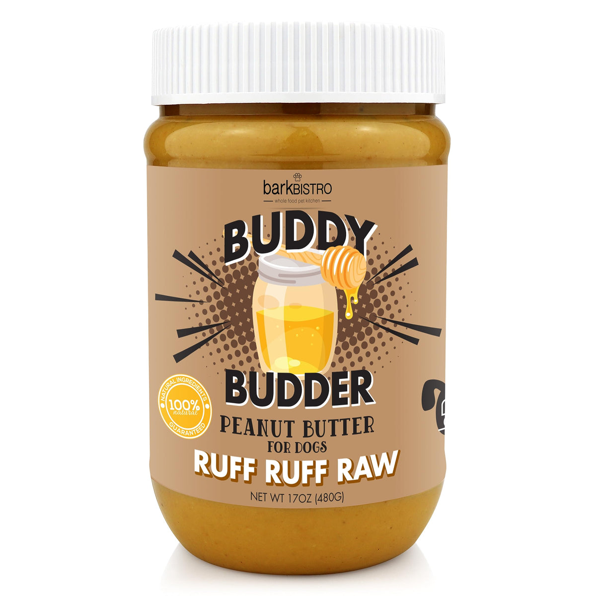 Buddy Budder en pot de 17oz, pâte cacahuète naturelle pour chien prêt à servir