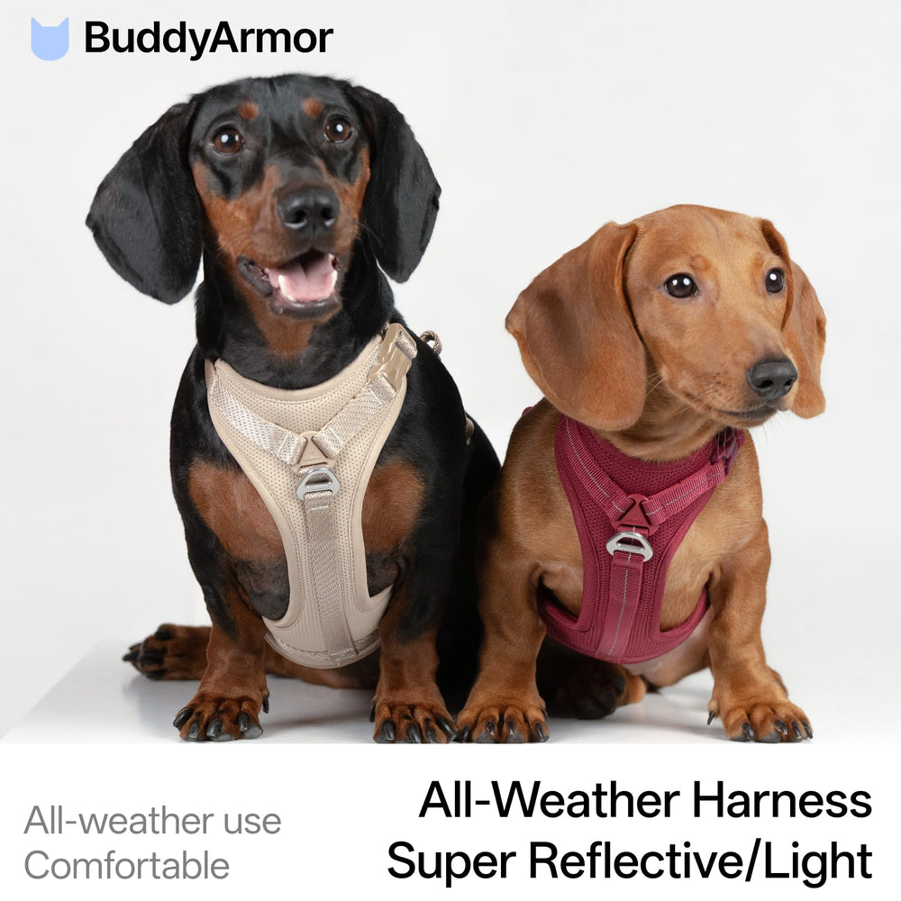 Arnés BuddyArmor forma en H y ajuste ergonómico que evita escapes.