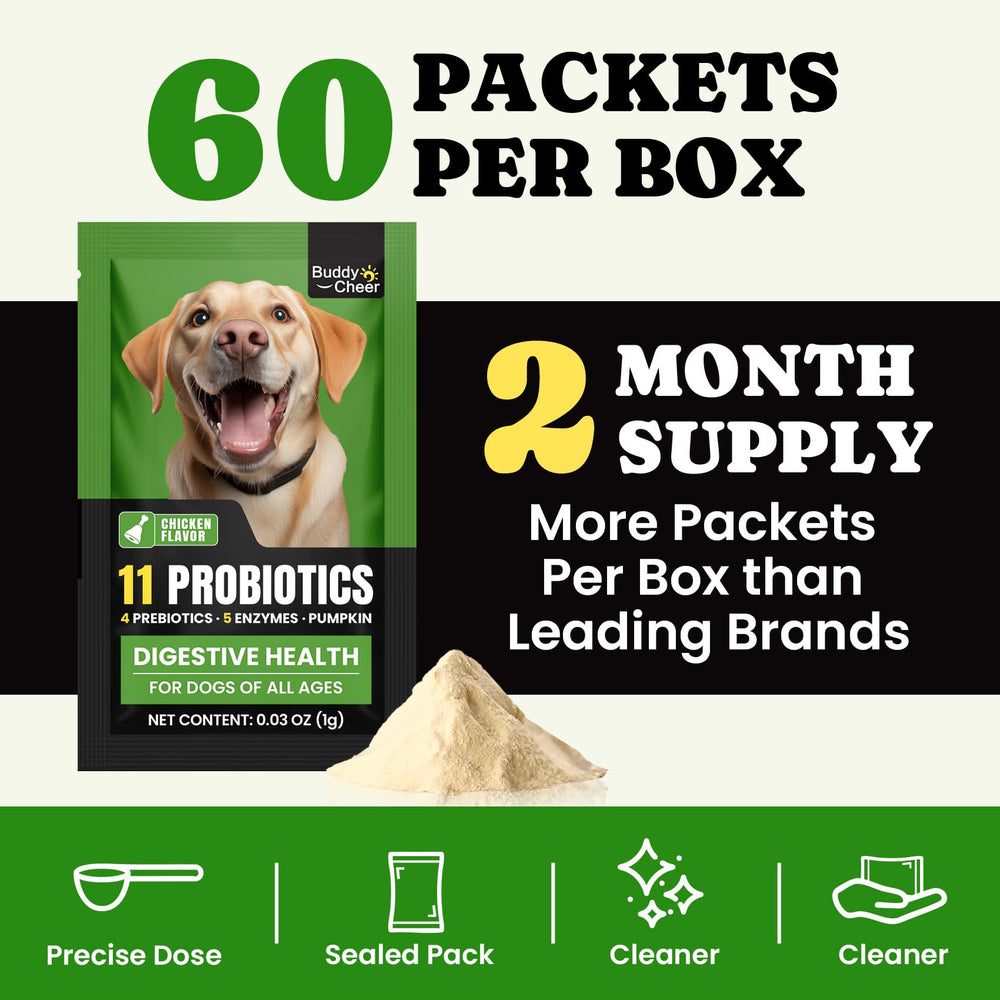 BuddyCheer probióticos para perros: aptos para cachorros, adultos y mayores.