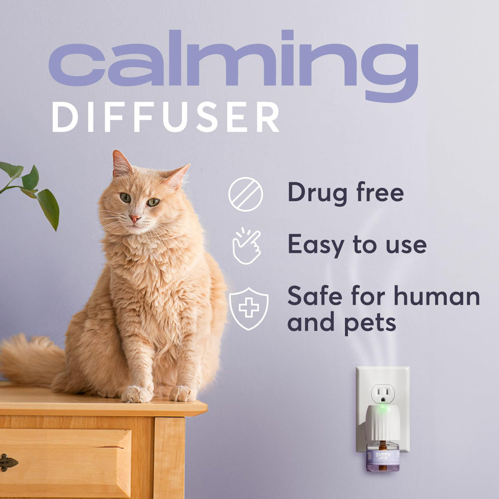 Difusor BuddyJoy calma gatos en enchufe para uso diario.