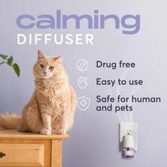 Difusor BuddyJoy calma gatos en enchufe para uso diario.