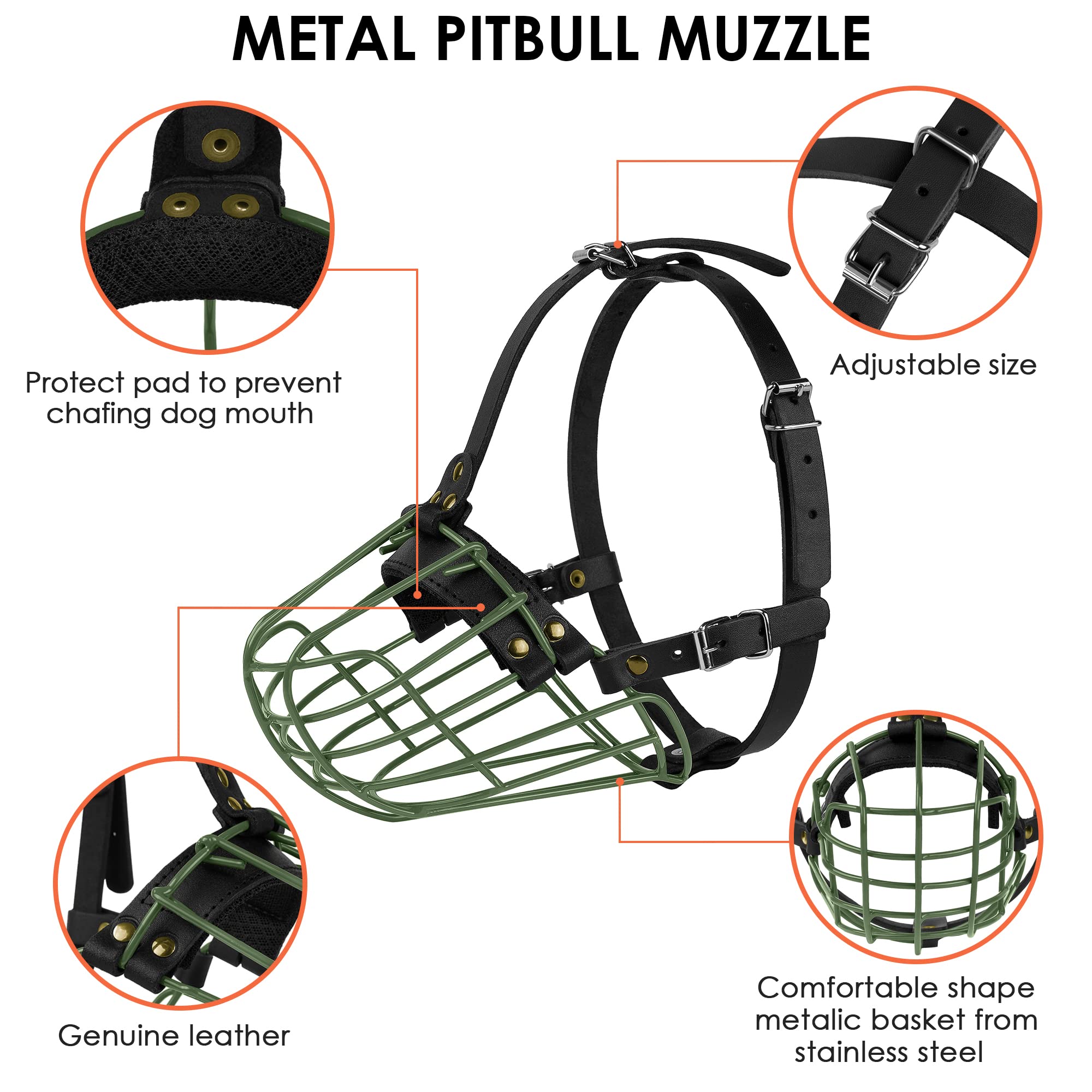 Bozal Budkas Pitbull malla ventilada para respiración cómoda.