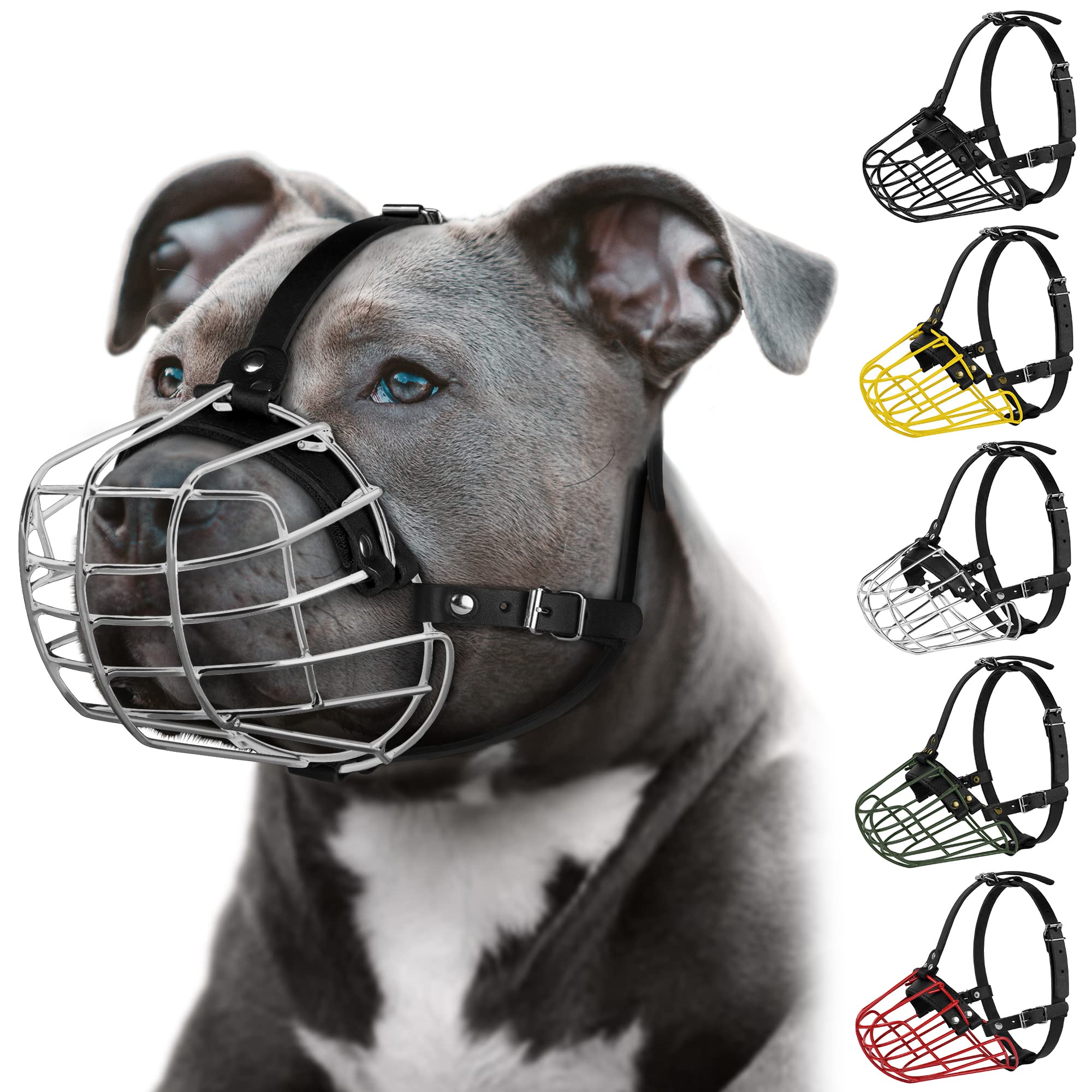 Budkas bozal Pitbull mascara metalica ofrece proteccion durante paseos.