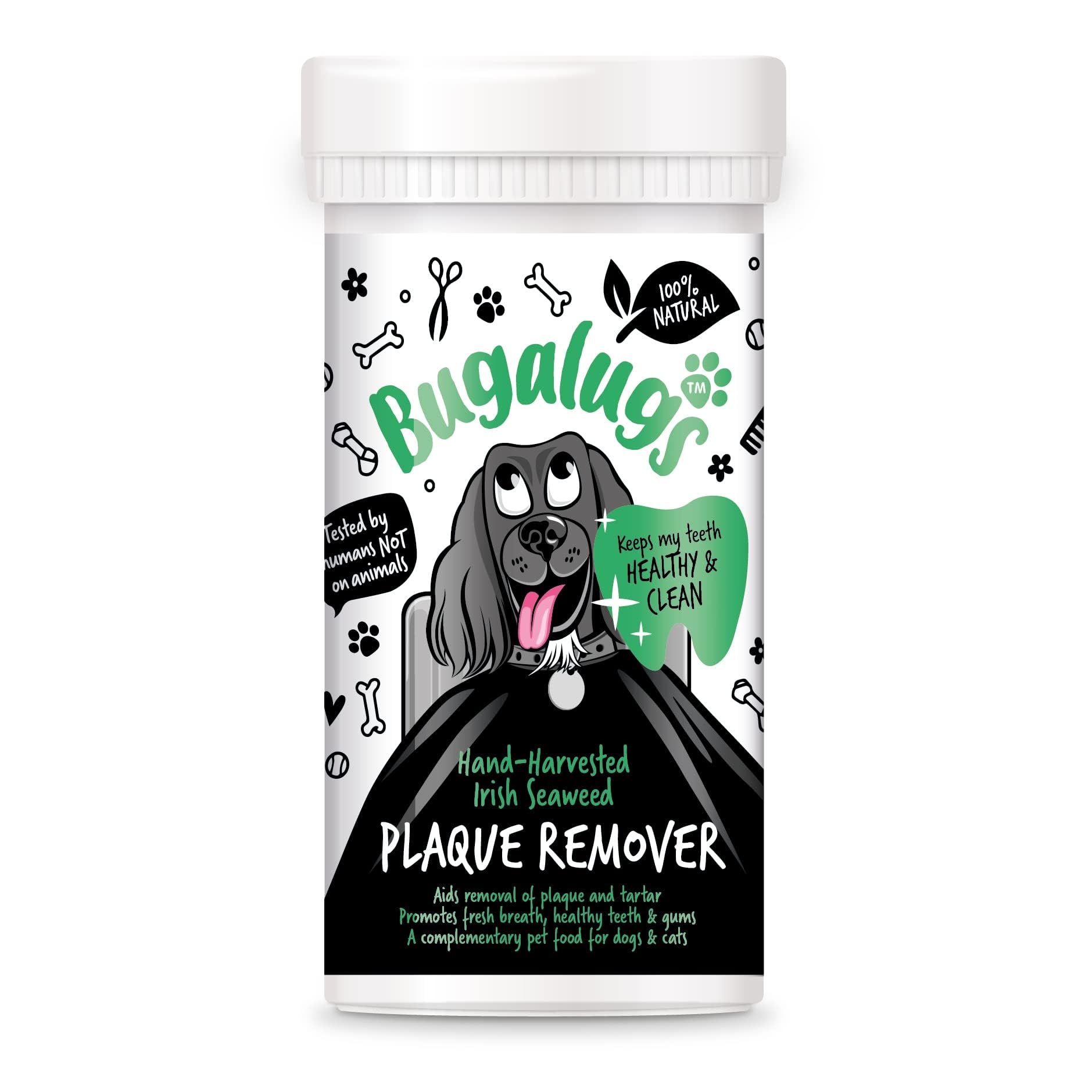 BUGALUGS eliminador de placa dental para perro con algas marinas, ayuda a la limpieza dental