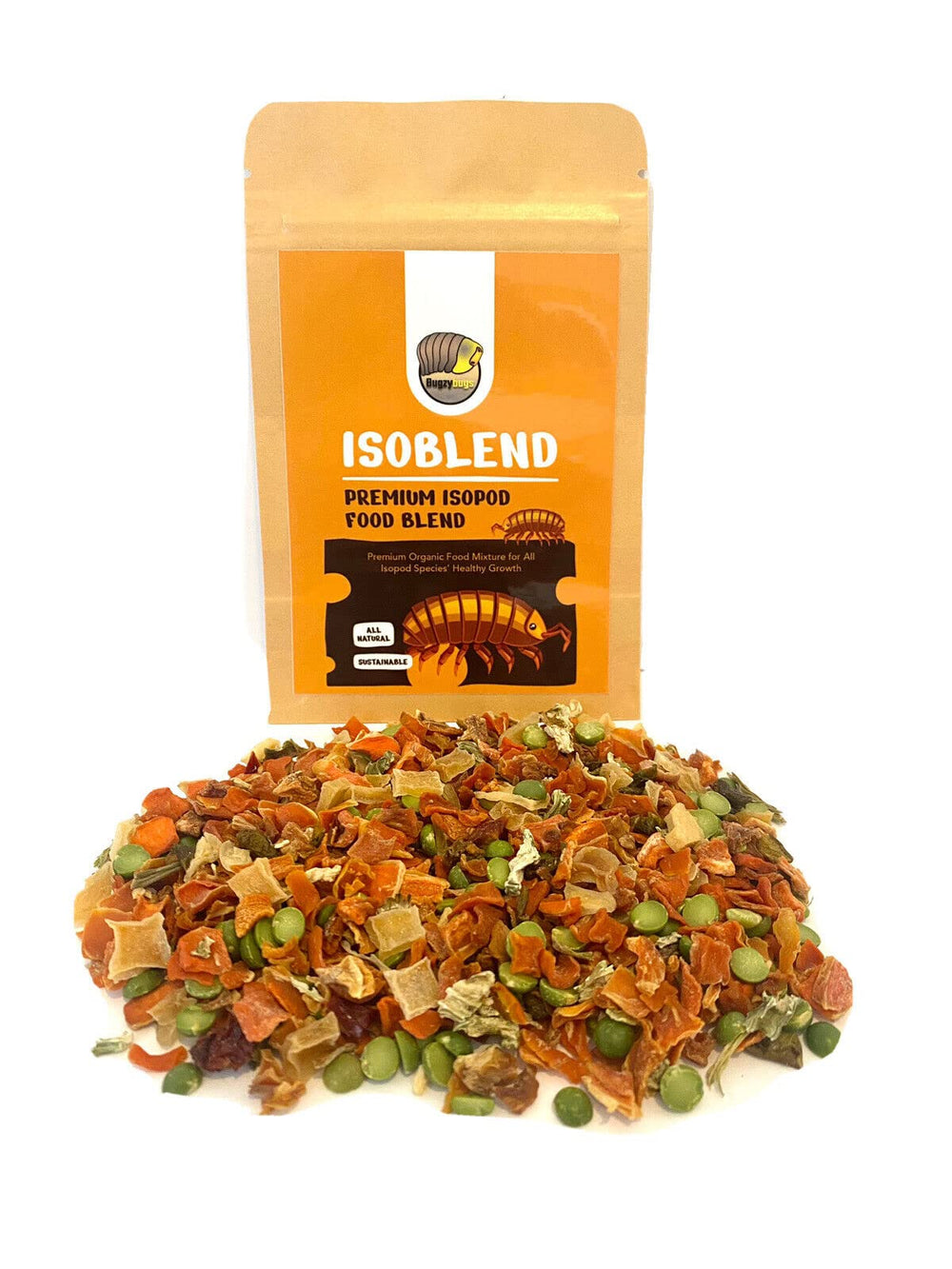 Bugzy Bugs Isoblend: ingredientes vegetales para isópodos, dieta saludable.