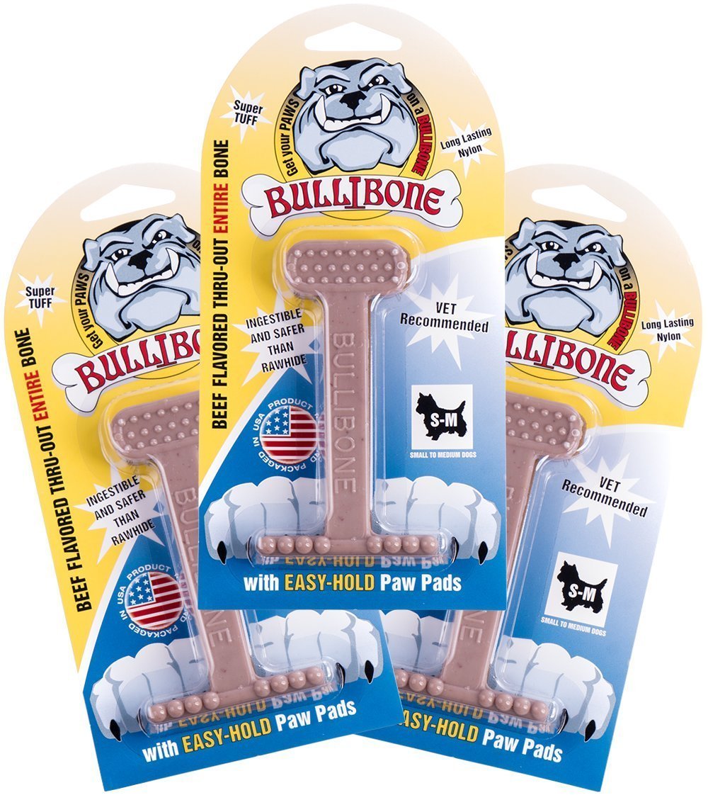 Bullibone: hueso de nylon para masticación agresiva con agarre cómodo.