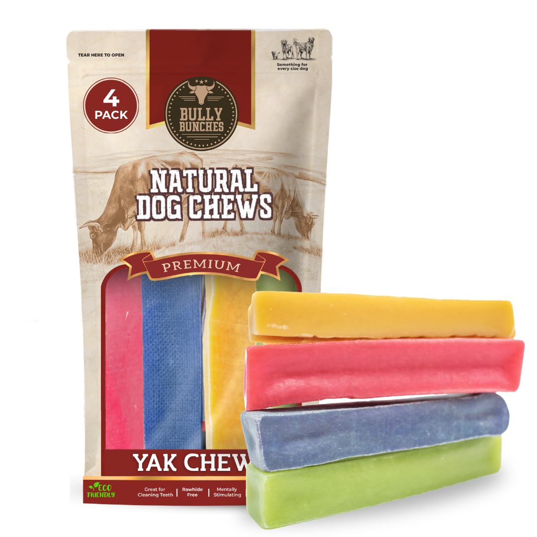 Bully Bunches Yak Chew sabor fruta, ideal para entretener perros medianos.