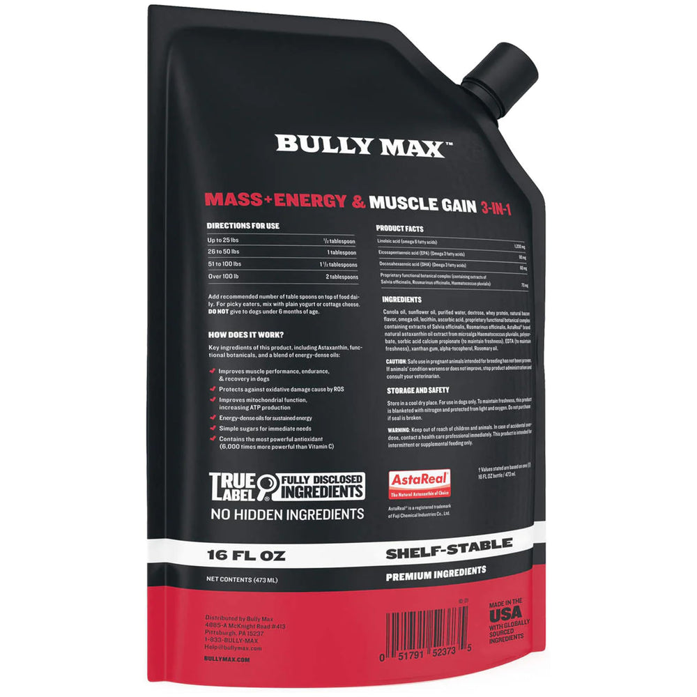 Bully Max 3-en-1 gel muscular para perros, promueve masa magra.