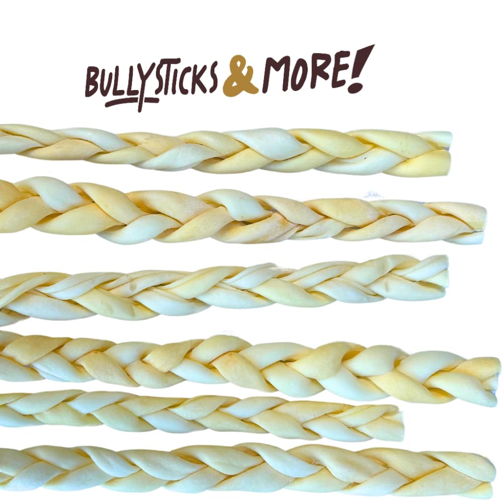 BULLYSTICKS & MORE empaque de trenzas de carrillo para perros, snack diario y práctico