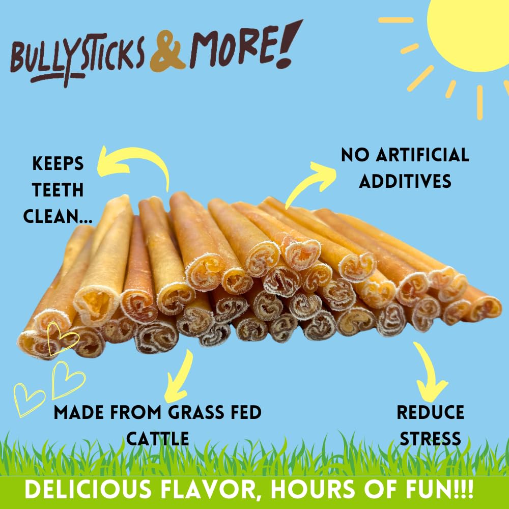 BULLYSTICKS & MORE huesos sin piel de res, snack proteico para perros