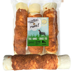 BULLYSTICKS & MORE rollos de cachete de res con pollo envueltos, ideal para premiar