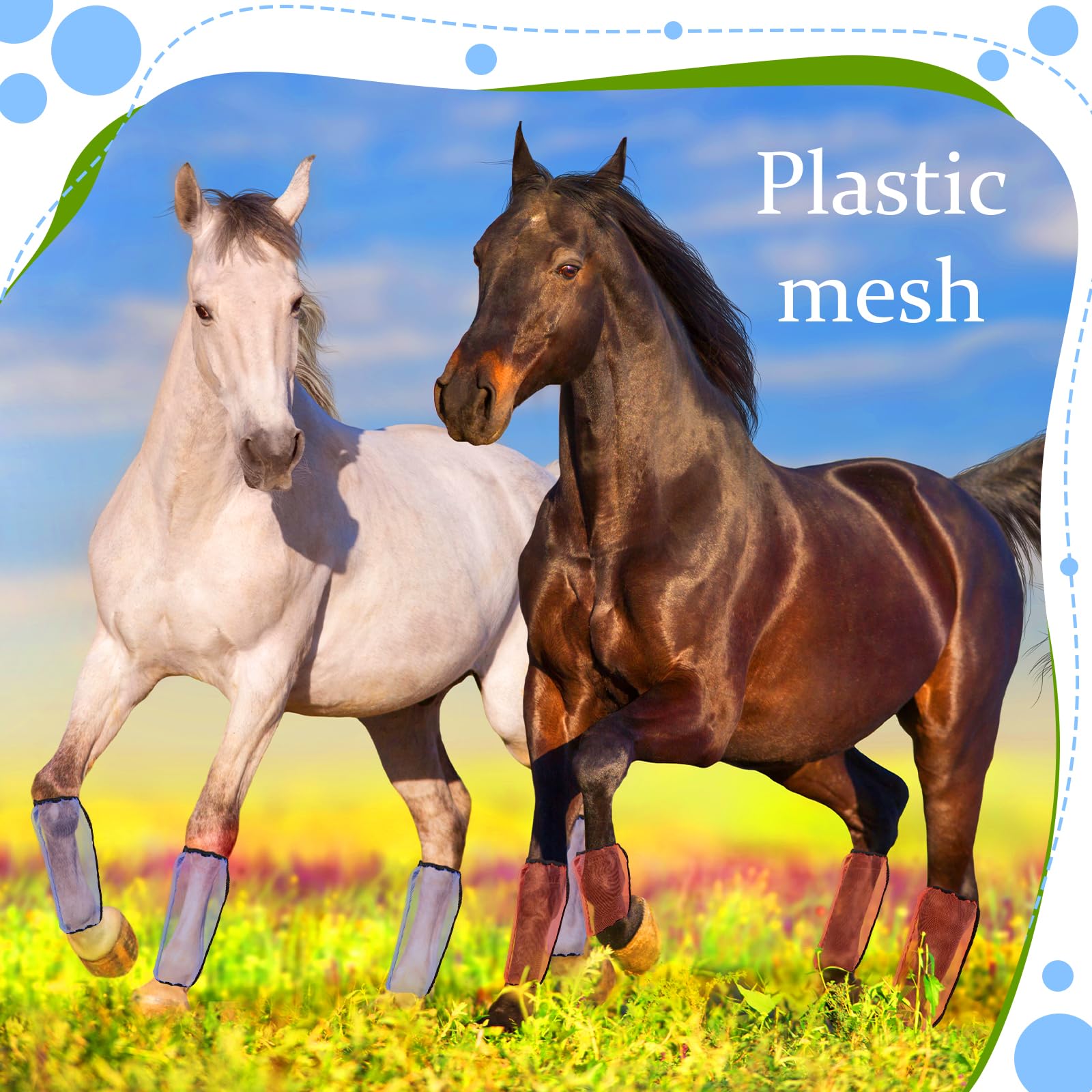 Kit de protecciones para patas de caballo Bulyoou, 16 piezas de malla