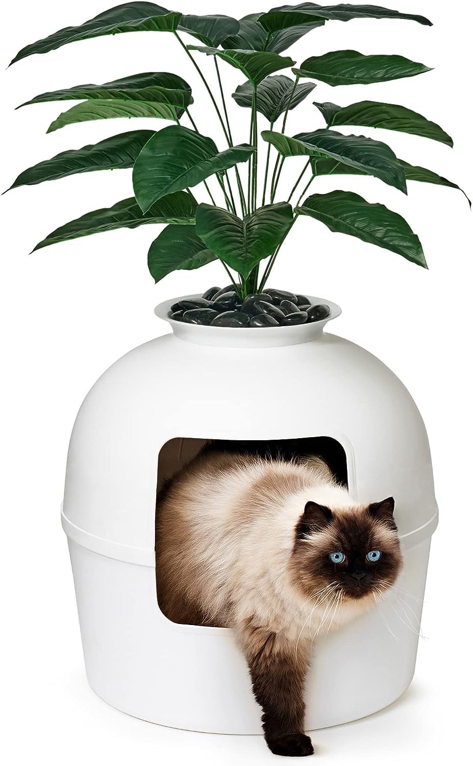 Bundle & Bliss planta falsa decorativa que oculta la caja de arena y mejora la estética.