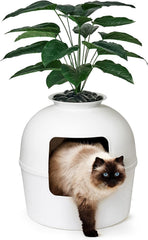 Bundle & Bliss planta falsa decorativa que oculta la caja de arena y mejora la estética.