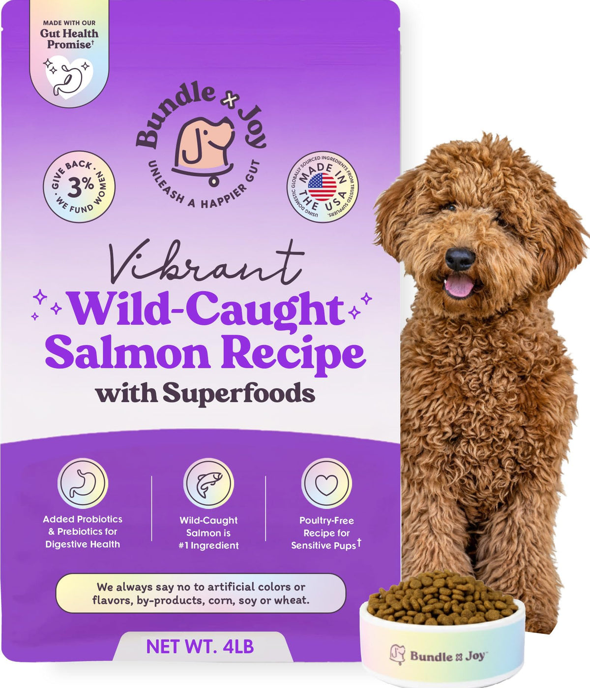 Bundle x Joy: salmón real y probióticos en croquetas secas para perros.