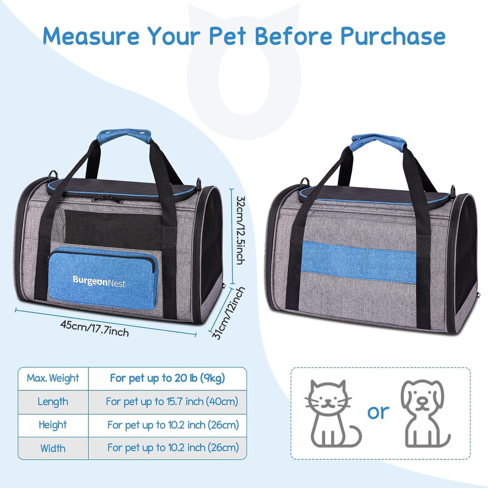 BurgeonNest portador gato, bolsa lateral, fácil acceso a accesorios.