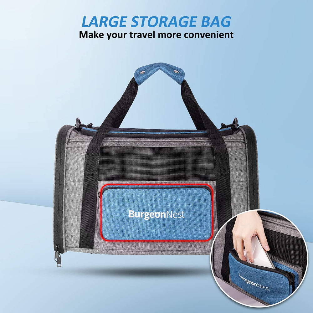 BurgeonNest portador gato, correa ajustable, transporte con manos libres.