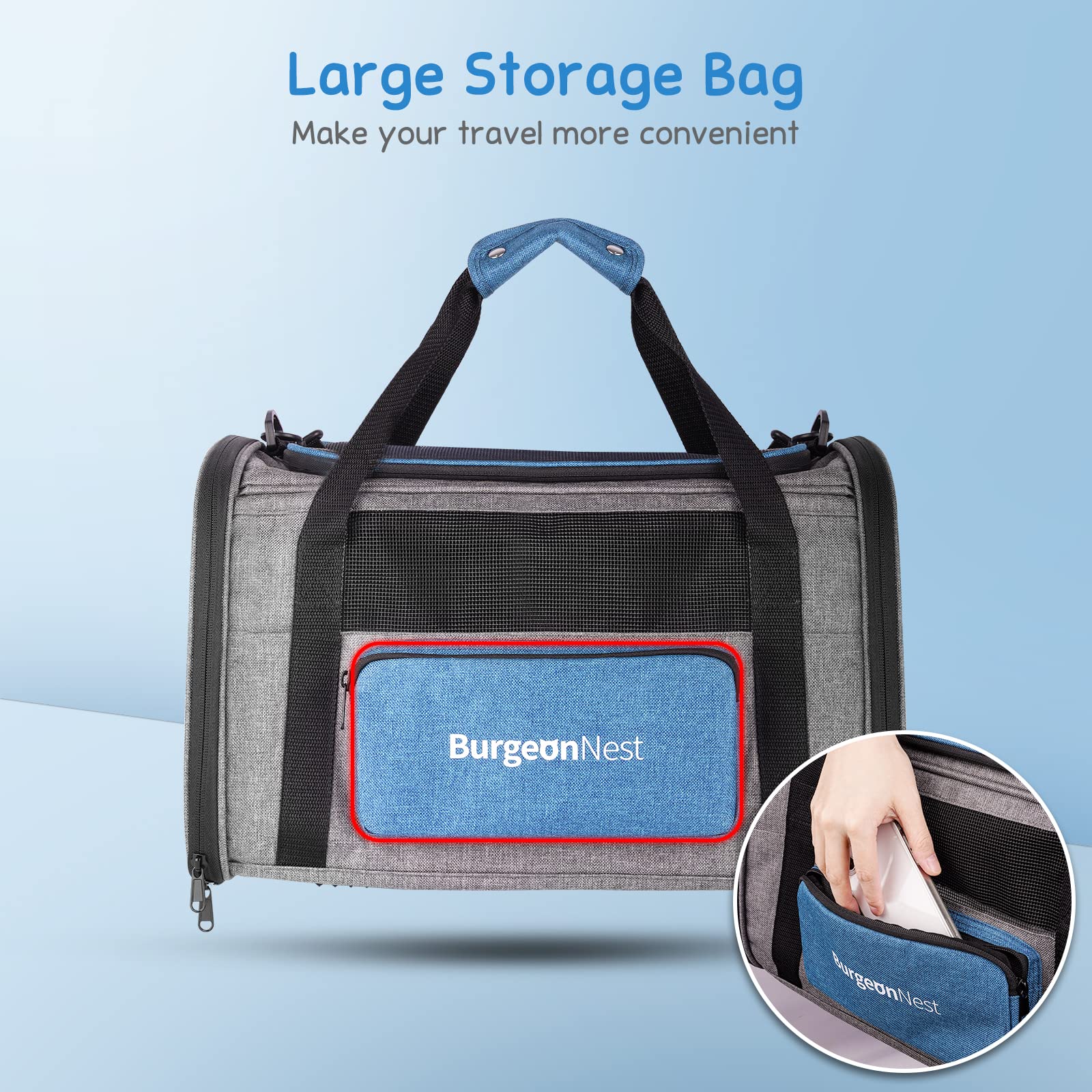 BurgeonNest Portador lavable y práctico para viajes.