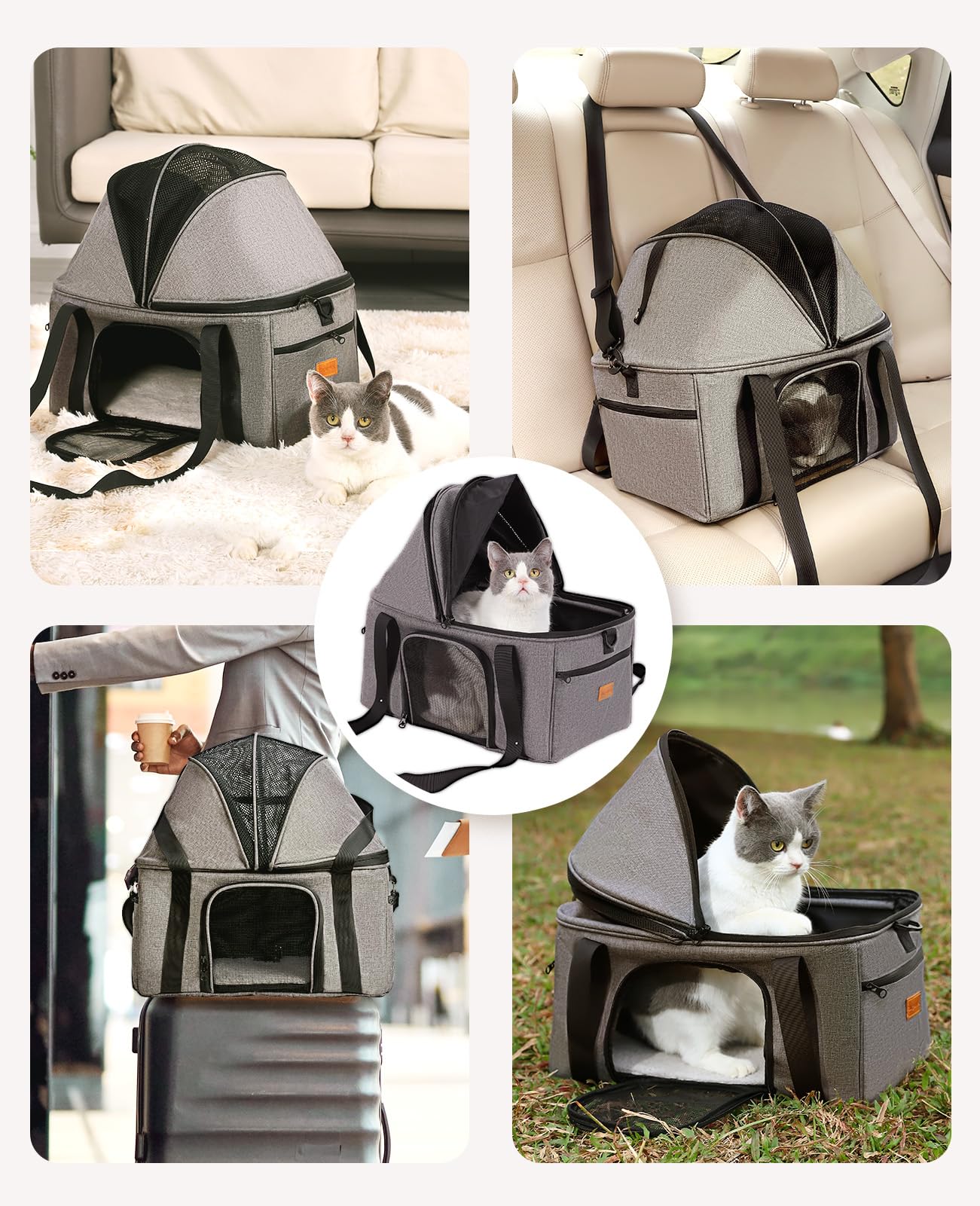 BurgeonNest transporte de gato con bolsillos delanteros para accesorios