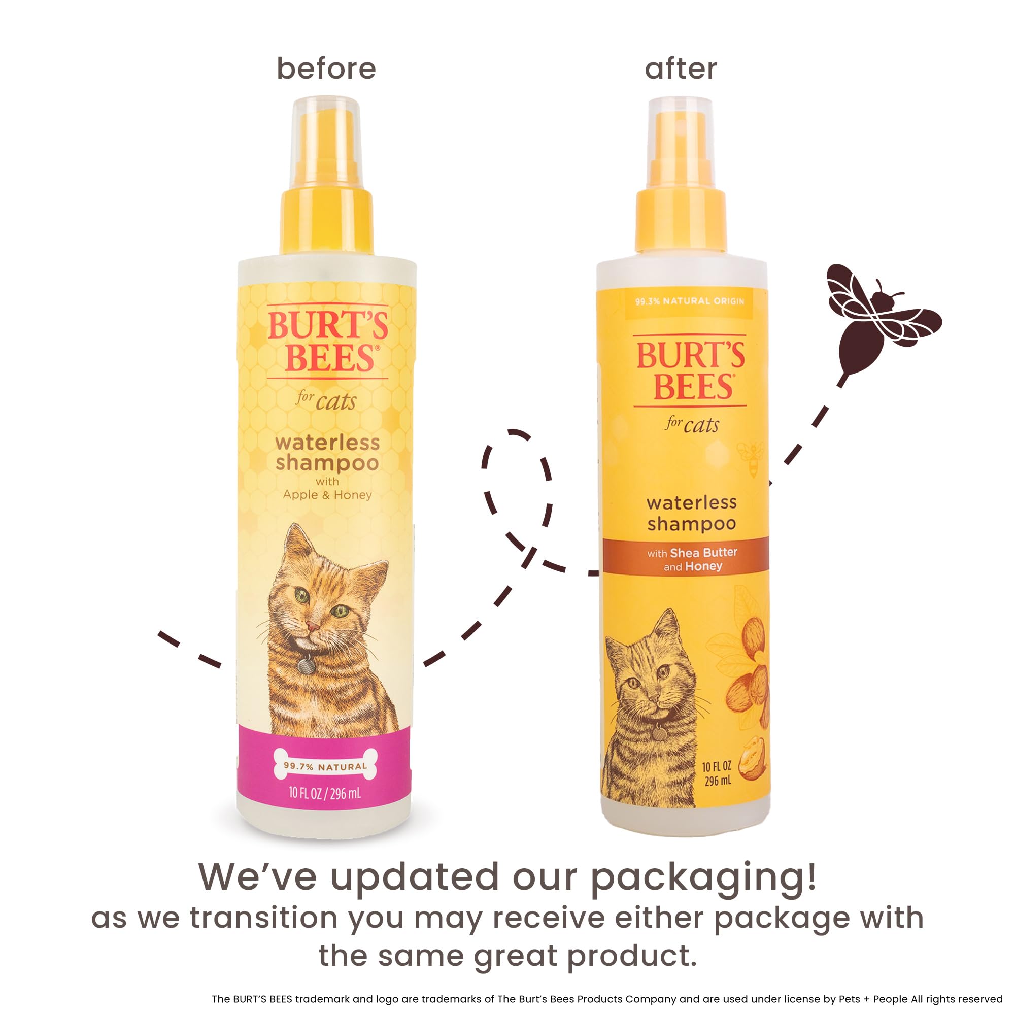 BURT'S BEES FOR PETS Waterless Cat Shampoo Spray, pelo suave gracias a ingredientes naturales.