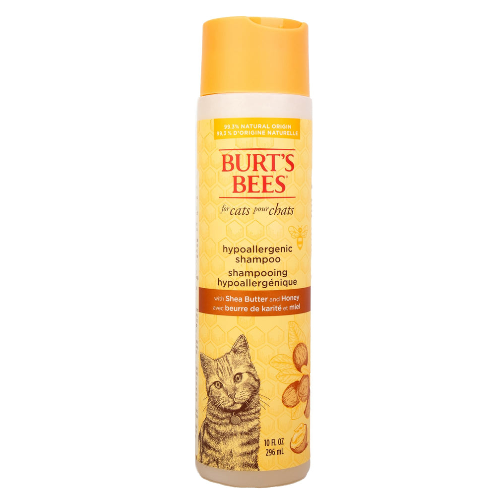 Burts Bees para Mascotas champú gato Shea miel en botella para pelaje suave.