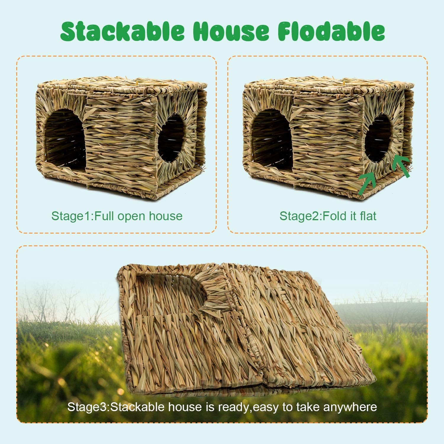 BWOGUE estructura de hierba aire-permeable para todo el año, cómodo para mascotas.