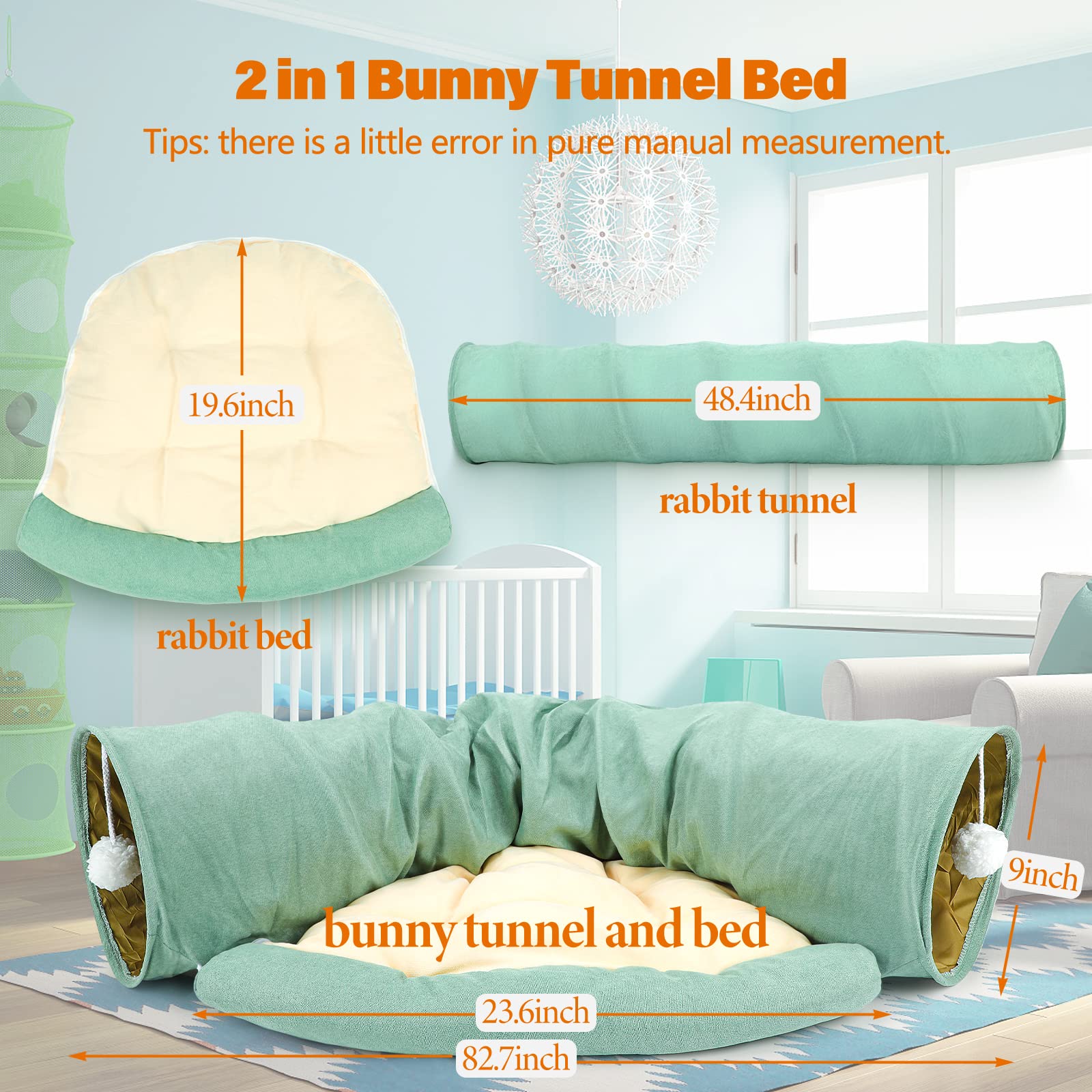 BWOGUE Bunny Tunnel Bed cama interna para refugio de pequenos animales