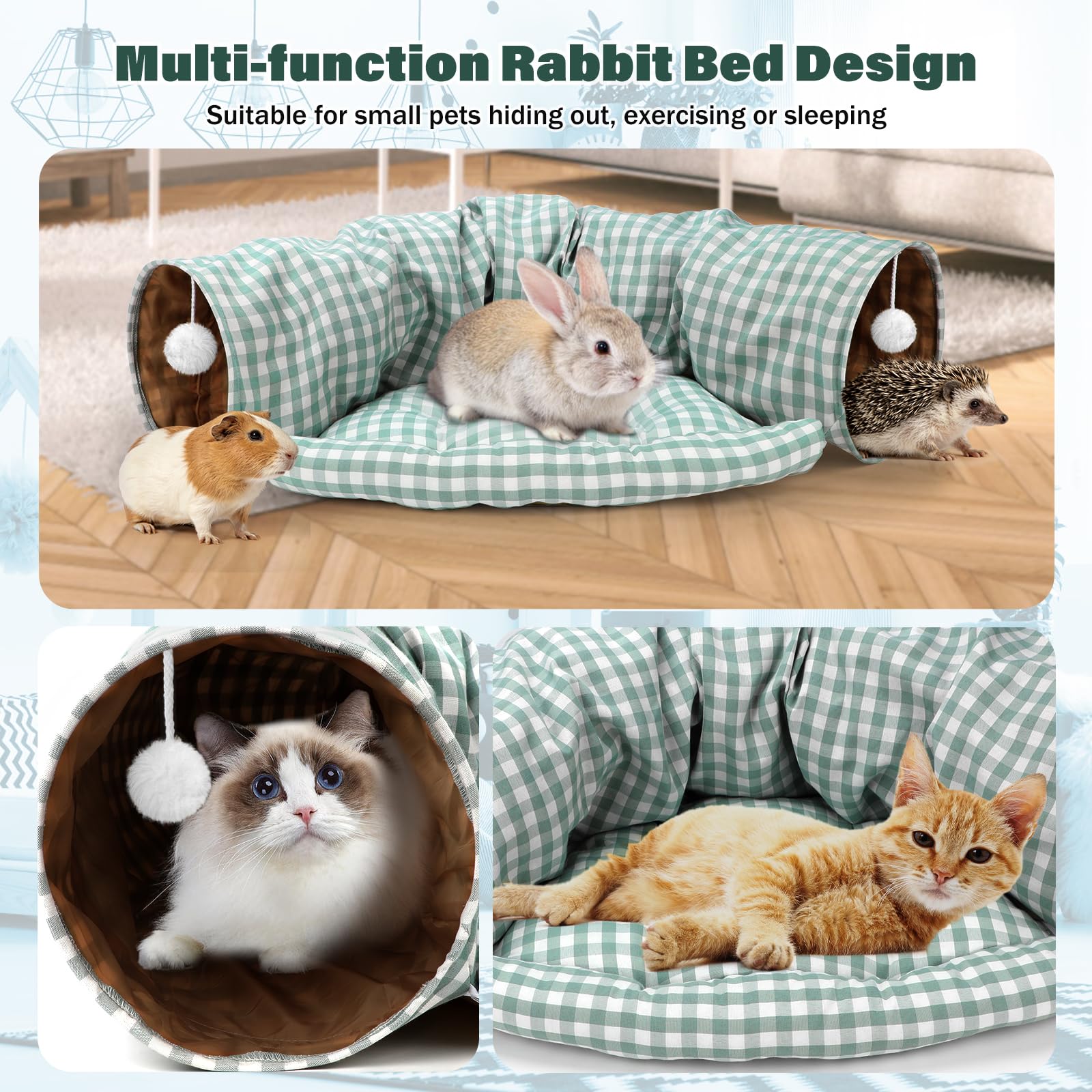 BWOGUE Bunny Tunnel Bed tela suede suave y duradera para descanso cómodo