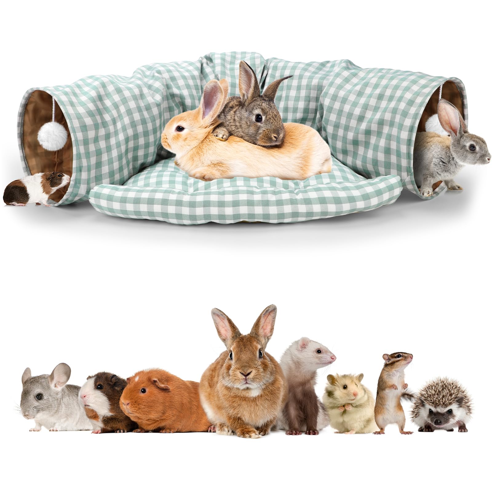 BWOGUE Bunny Tunnel Bed muestra el tubo colapsable para viaje y ahorro de espacio