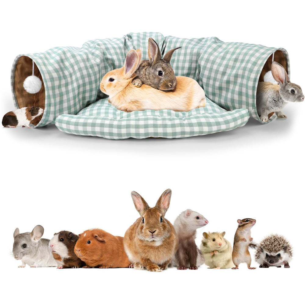 BWOGUE Bunny Tunnel Bed muestra el tubo colapsable para viaje y ahorro de espacio