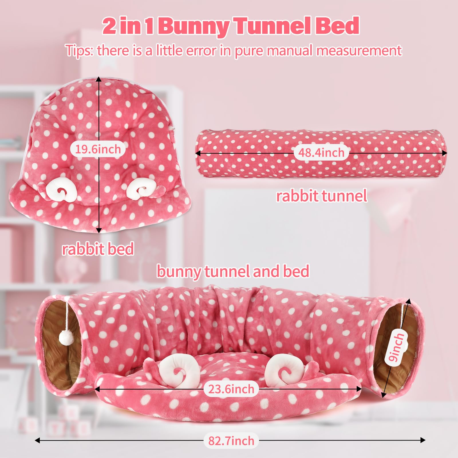 BWOGUE Bunny Tunnel Bed, túnel plegable ideal para viajar y almacenar.