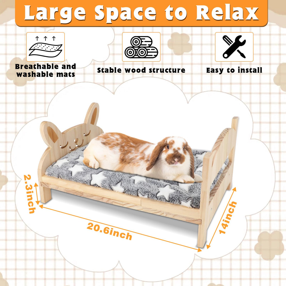 BWOGUE cama de madera para conejos, versión 2 en 1 para espacios.