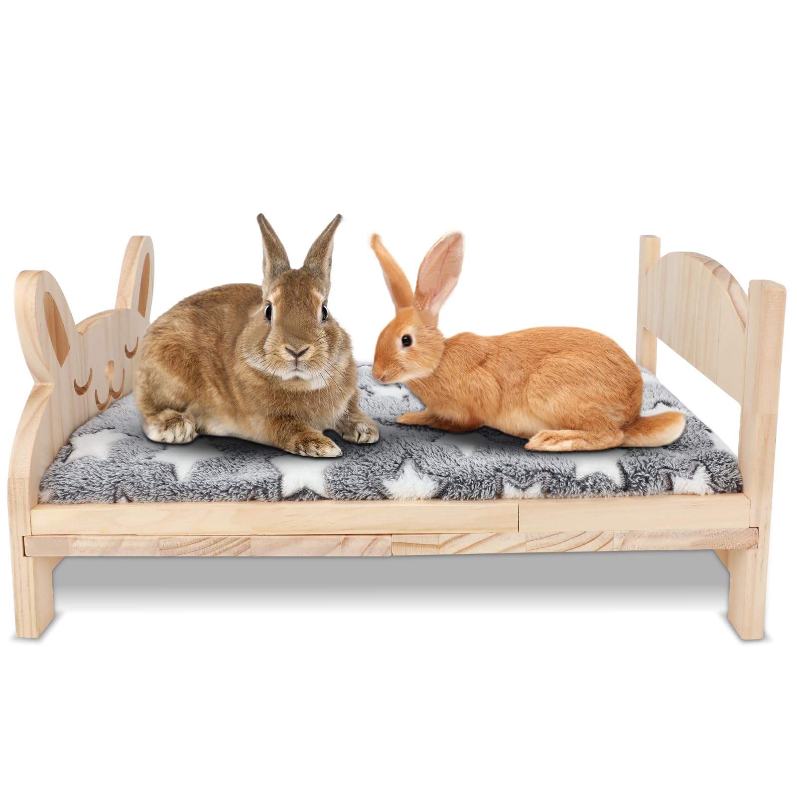 BWOGUE cama grande de madera para conejos, visión general y plegable.