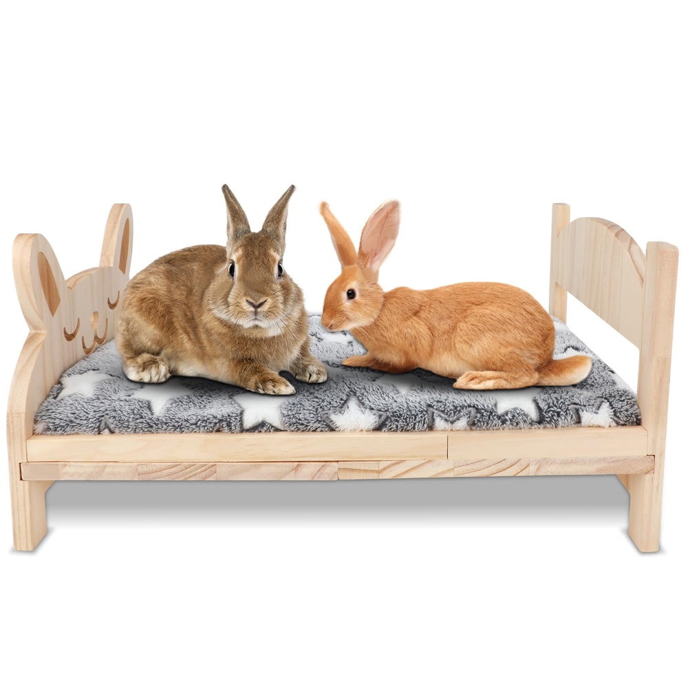 BWOGUE cama grande de madera para conejos, visión general y plegable.