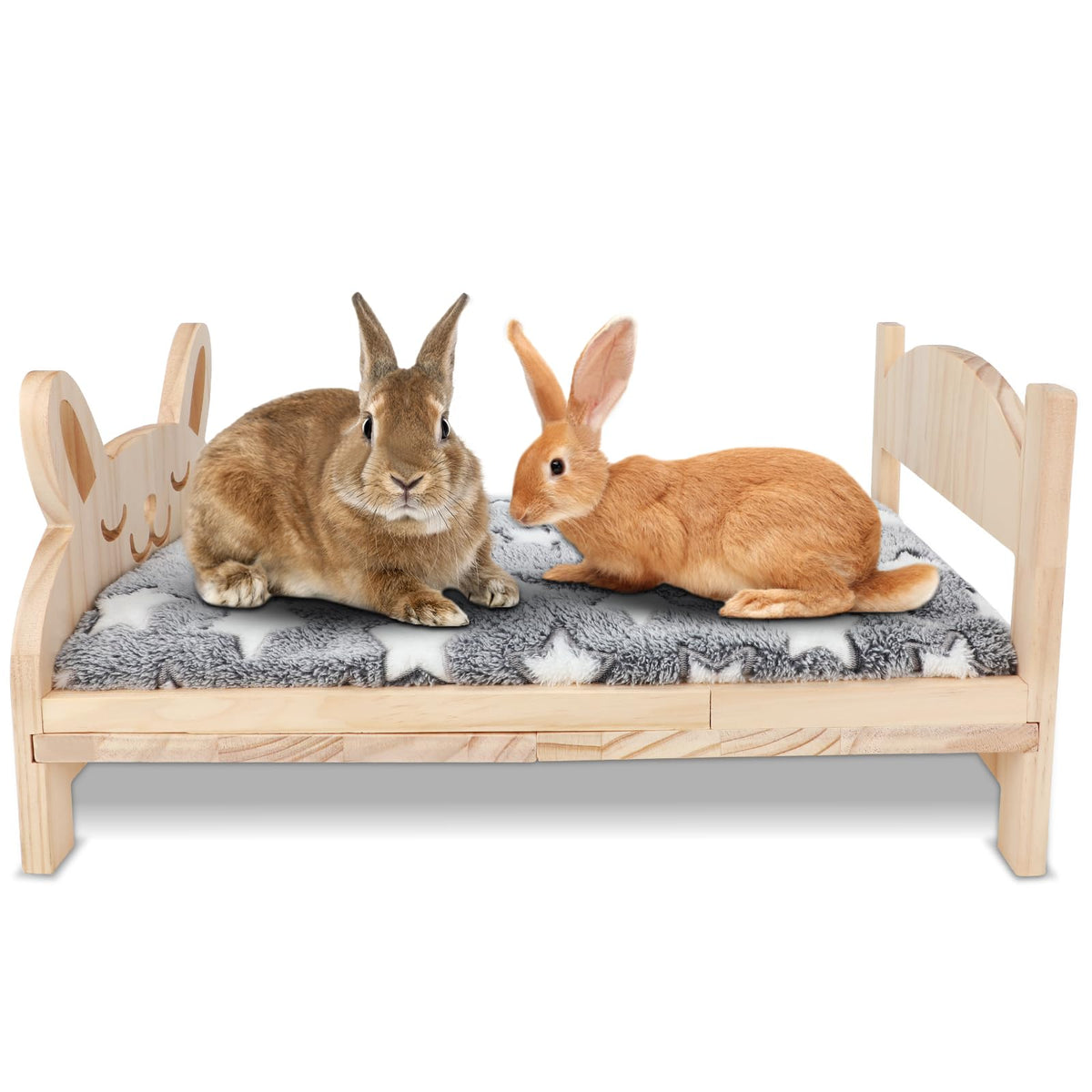 BWOGUE cama grande de madera para conejos, visión general y plegable.