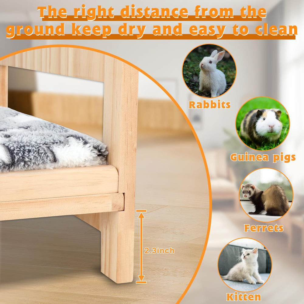 BWOGUE cama de madera para conejos, apta para interior y exterior.