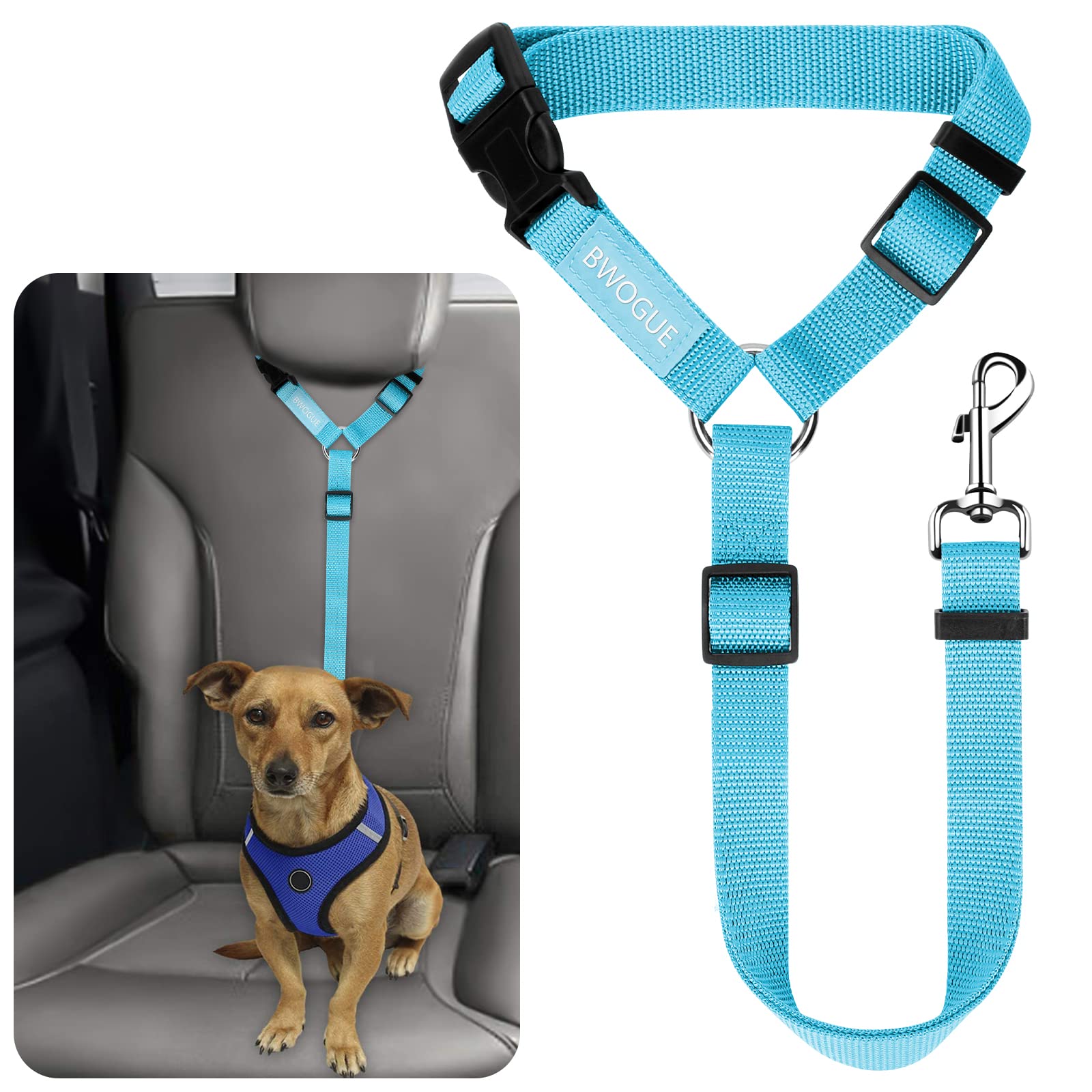 BWOGUE Cinturón de seguridad para mascotas con hebilla de zinc.