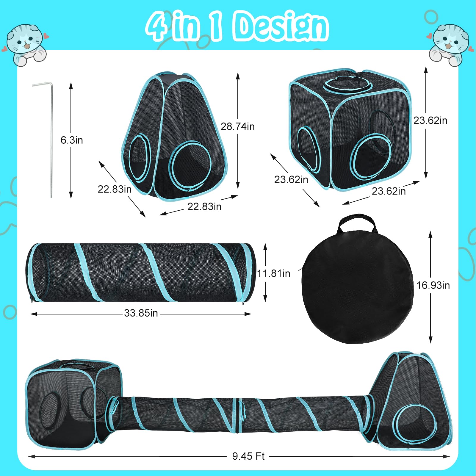 BWOGUE Gato Exterior Tunel: conexión flexible para juego cómodo