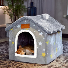 BXEBUI casa para perro interior con espuma memoria 30D para descanso cómodo.