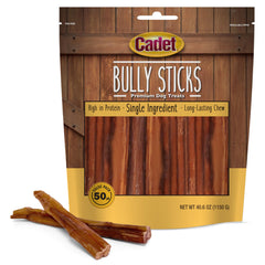 Cadet Bully Sticks para perros pequeños, pizzle de vacuno 100%, recompensa duradera.