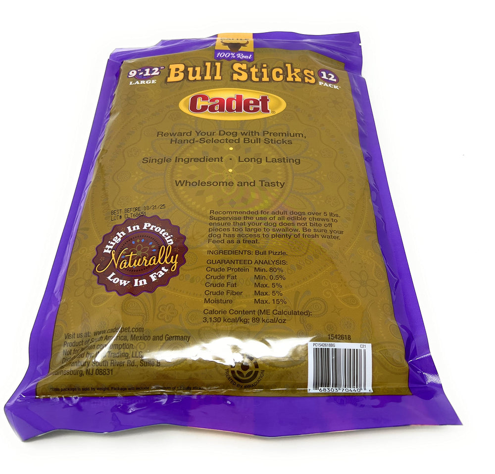 Cadet Gourmet Bully Sticks, textura masticable dura para entretenimiento al aire libre
