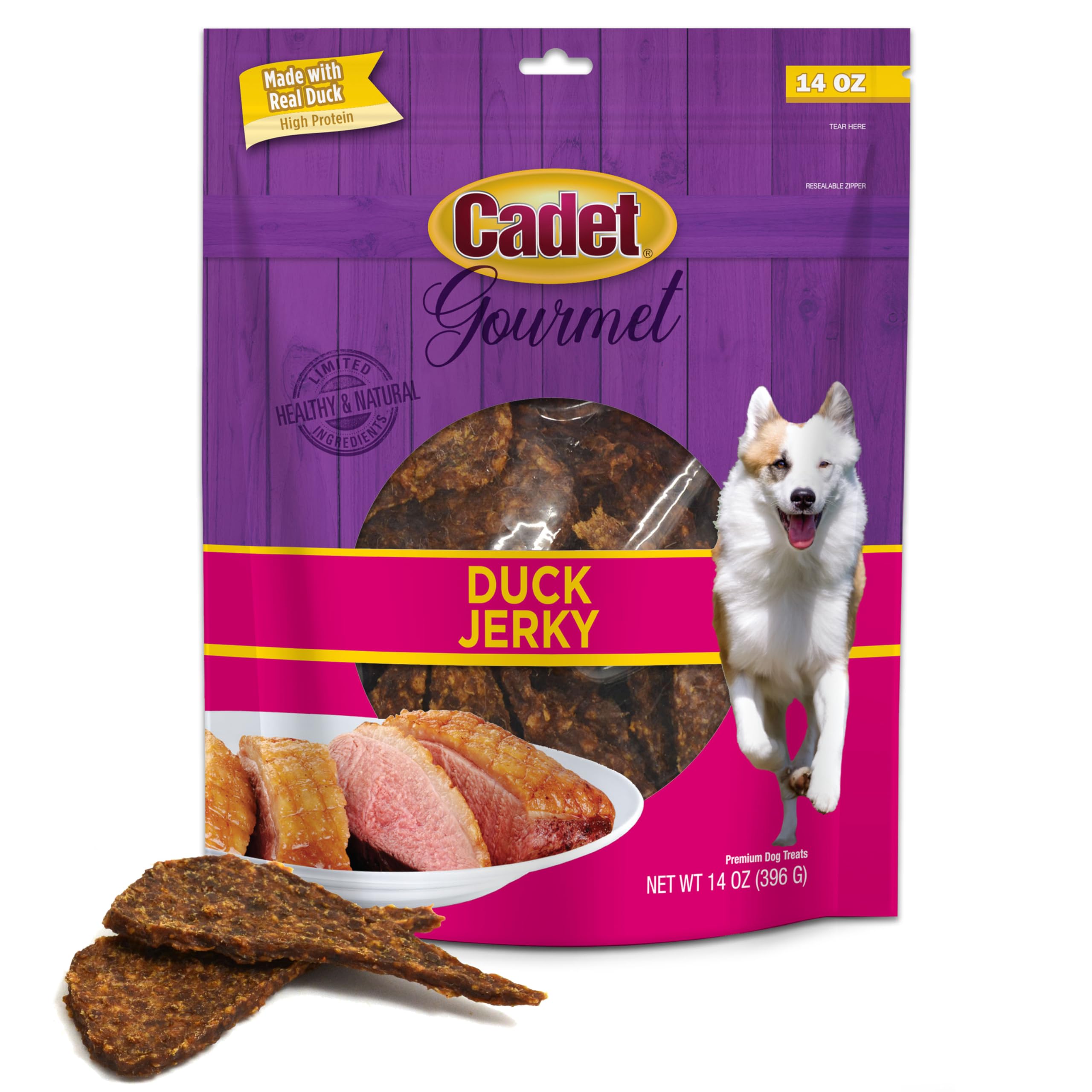 Cadet Gourmet Jerky de pato para perros, premio sabroso para entrenamiento