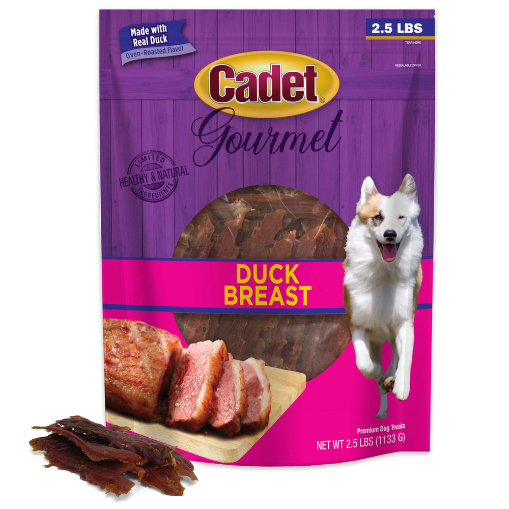 Cadet Gourmet Pecho de Pato tiras deshidratadas en trozos para entrenamiento.