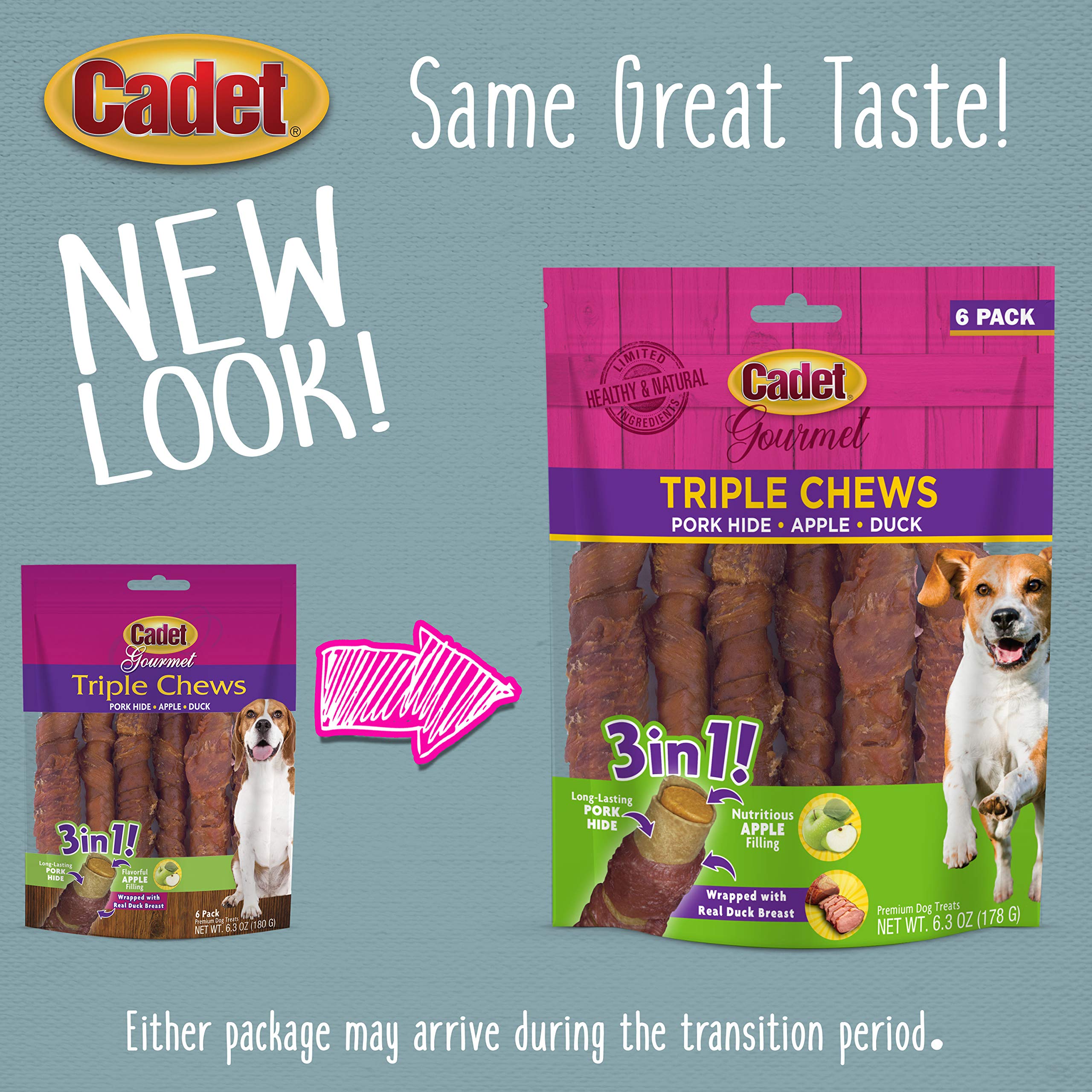 Cadet Gourmet Triple Chews para premiar durante la sesión de juego.